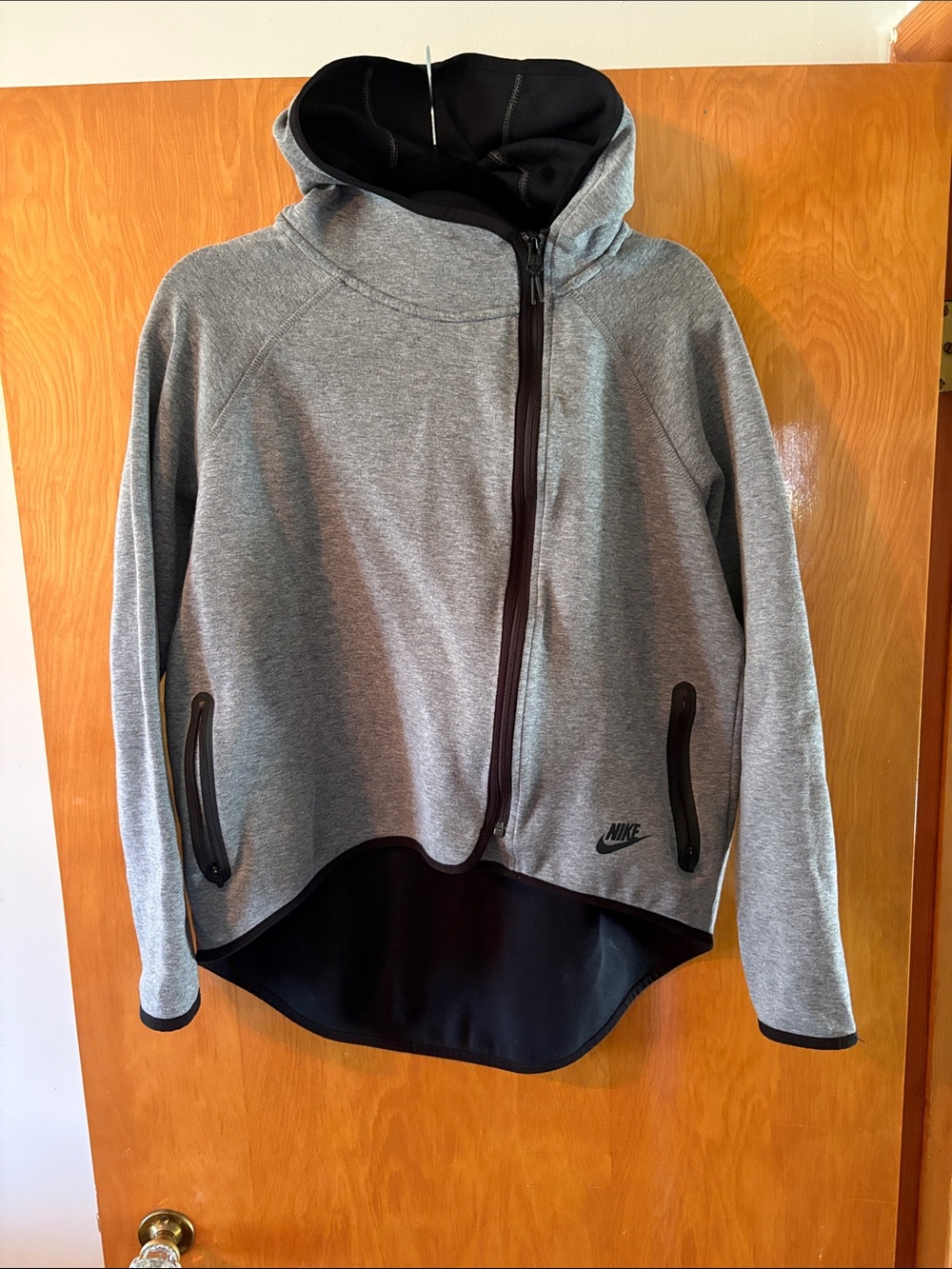 Nike Grey and Black Hooded Zip Sweatshirt